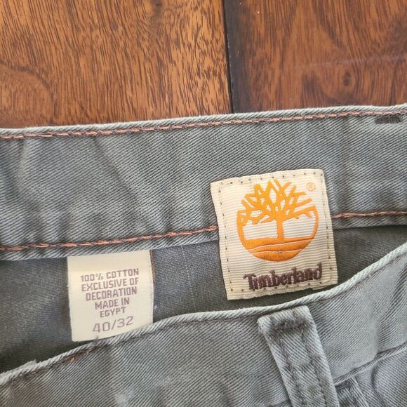 Timberland Relaxed Straight Fit Pants Jeans Men’s 40x32 Army Green Denim - Picture 6 of 13